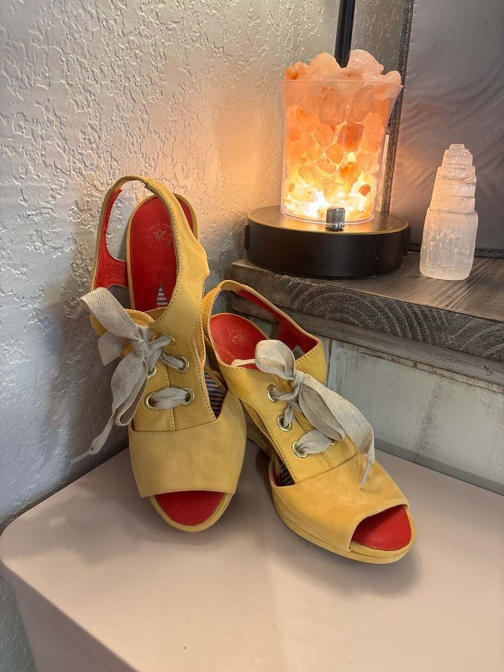 Miz Mooz Yellow and Red Open-Toe Wedge Sandals